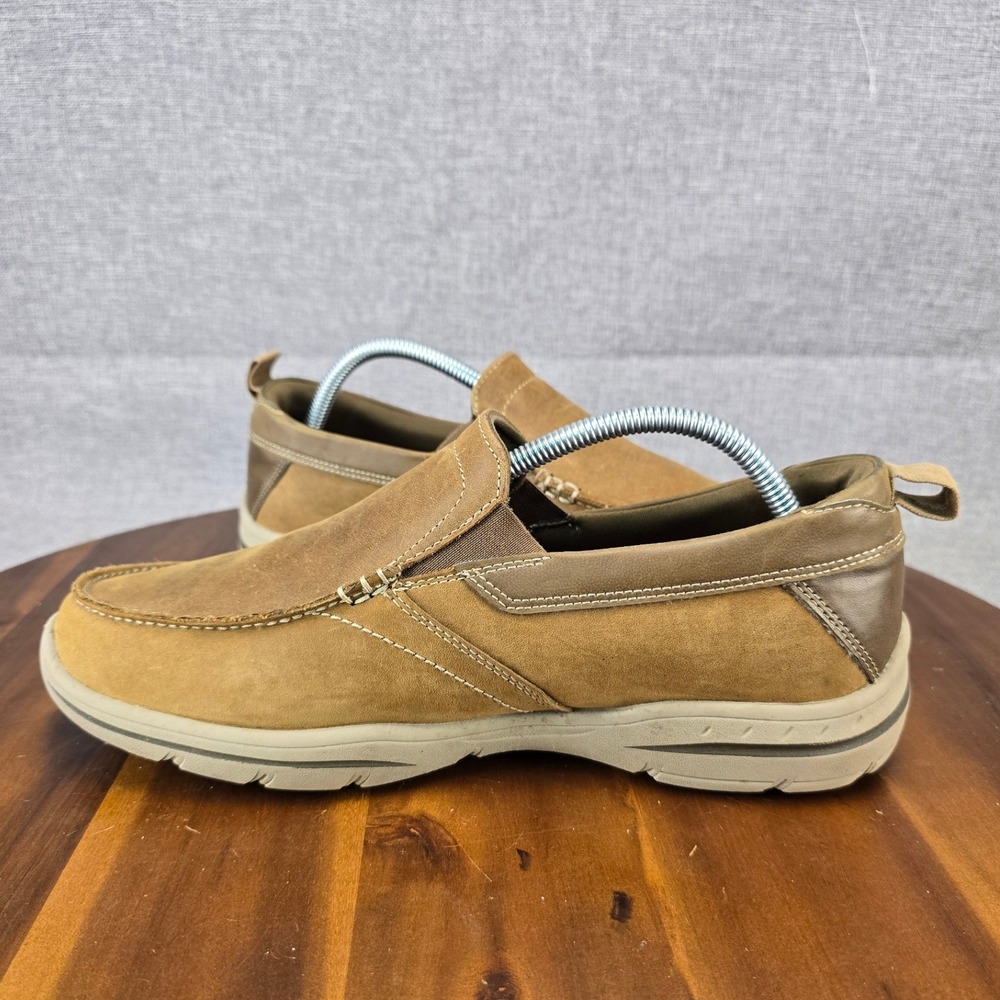 Skechers Mens Relaxed Fit Slip On Loafers 64858EWW Dark Taupe Leather Size 9 - Picture 7 of 14